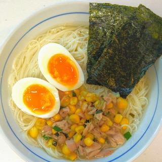 そうめんの塩ラーメン風